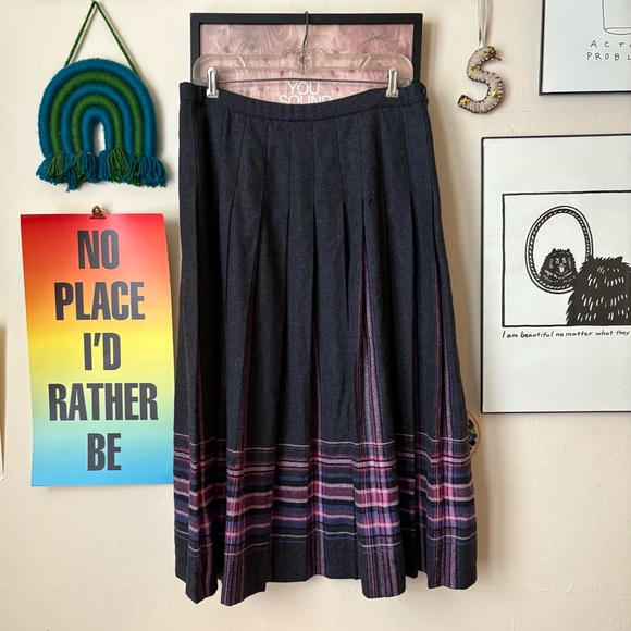 Vintage 80s Pendleton Gray Pleated Midi Skirt Size 16 USA Made 32” Waist Wool - Picture 1 of 7
